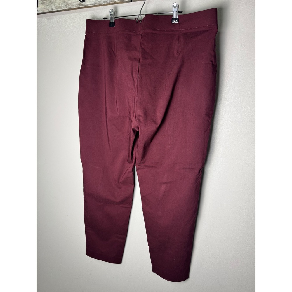 Croft & Barrow Ankle Pants Womens 18 Maroon Solid Stretch Pull On Mid Rise - Picture 3 of 7